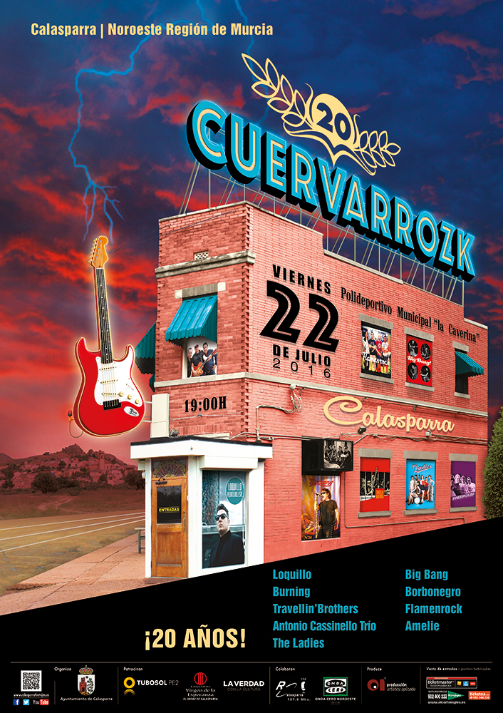 Loquillo, Burning, Travellin'brothers, Antonio Cassinello trio, The ladies, Big Bang, Borbonegro, Flamenrock · Cuervarrozk 2016 Festival de Rock Calasparra Murcia